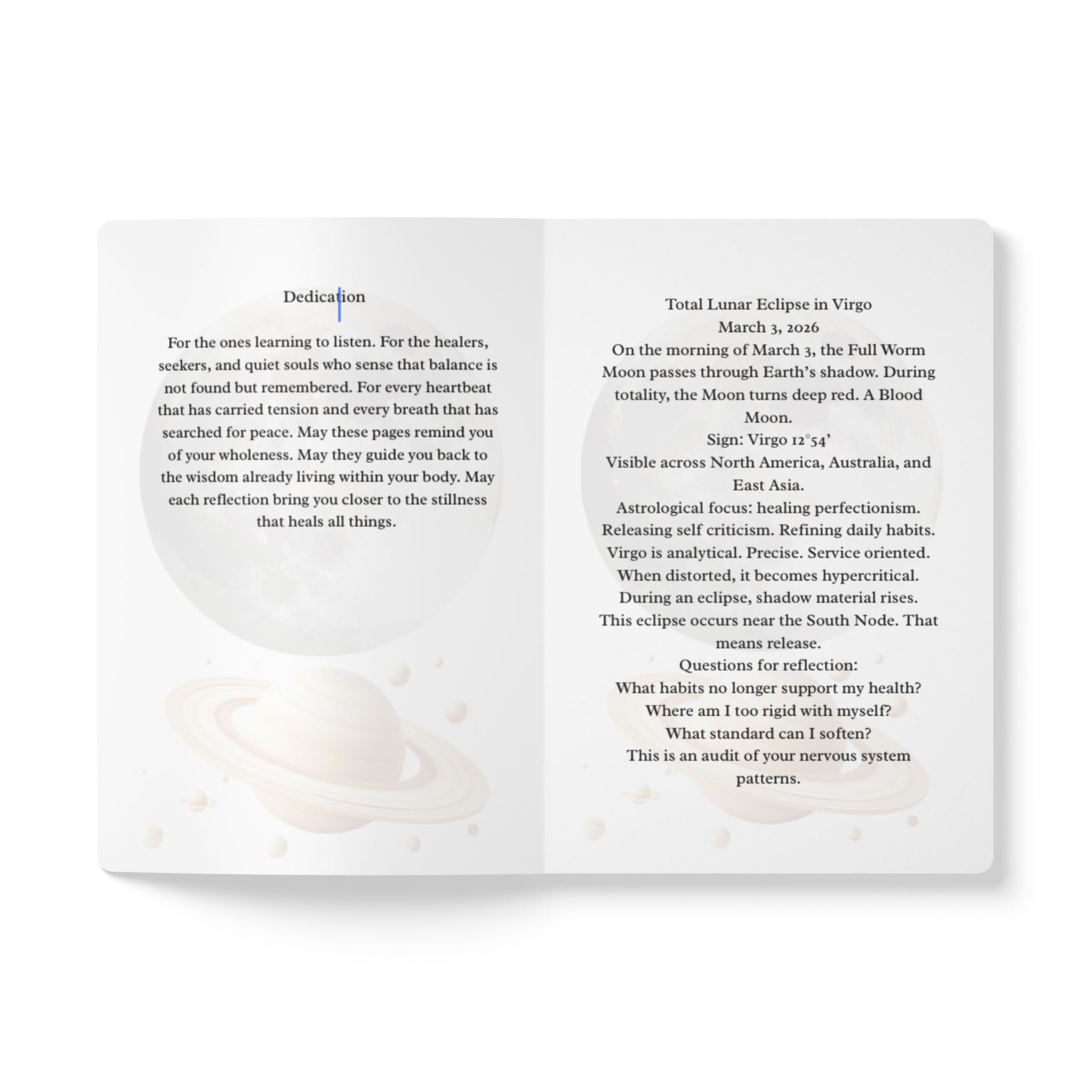 March Cosmic Journal — 2026 Astrological Moon Phase Softcover Journal