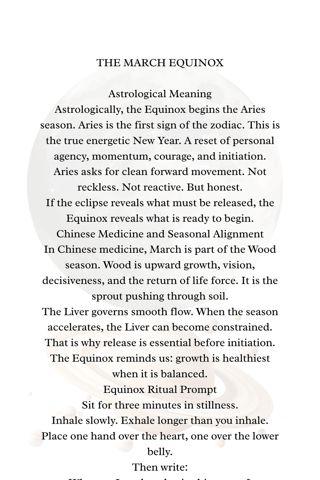 March 2026 Astrology & Cosmic Events Journal – Equinox Energy, Moon Phases + Healing Acupressure Rituals