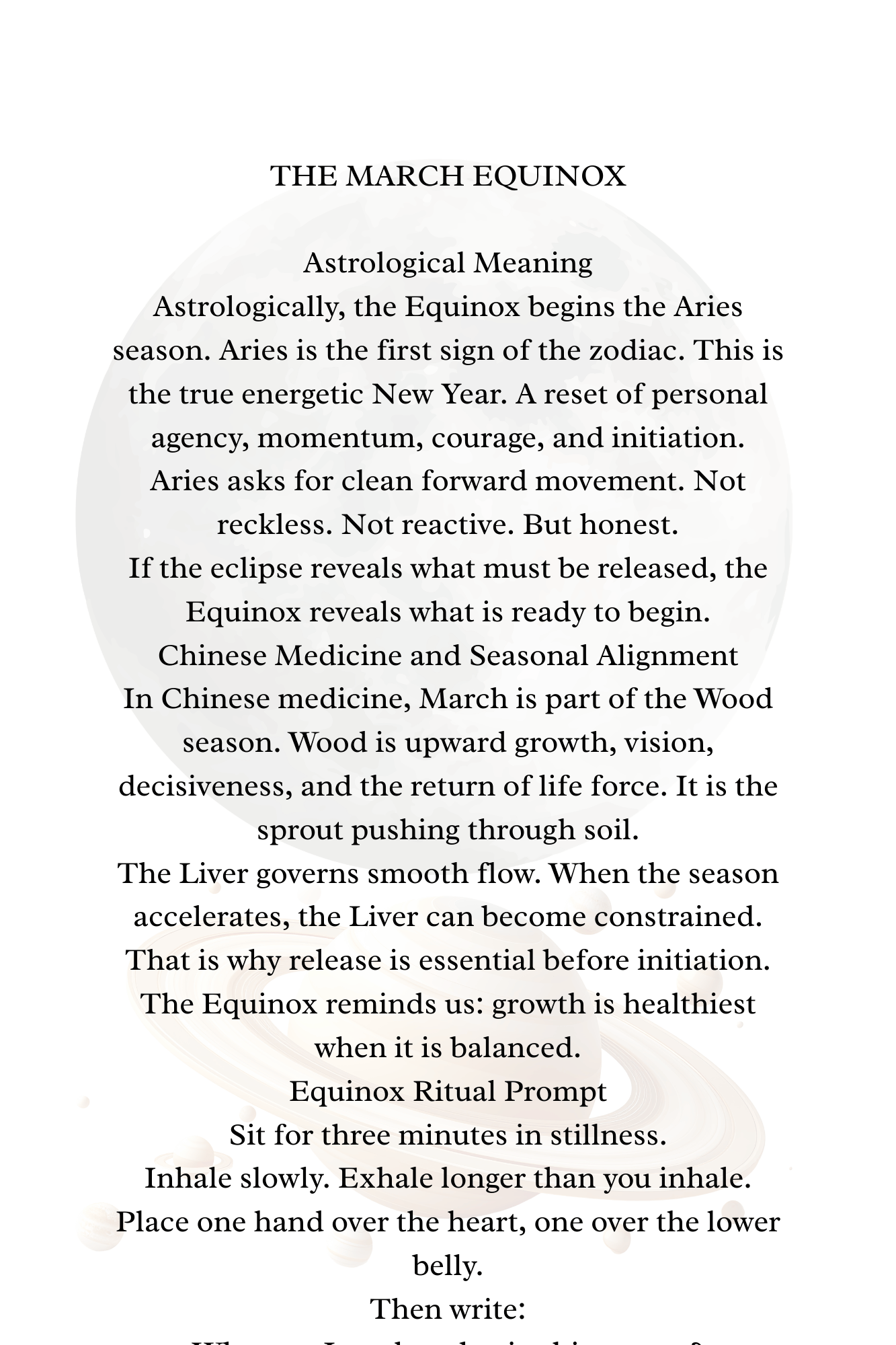 March 2026 Astrology & Cosmic Events Journal – Equinox Energy, Moon Phases + Healing Acupressure Rituals