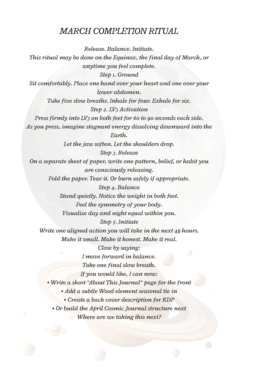 March 2026 Astrology & Cosmic Events Journal – Equinox Energy, Moon Phases + Healing Acupressure Rituals
