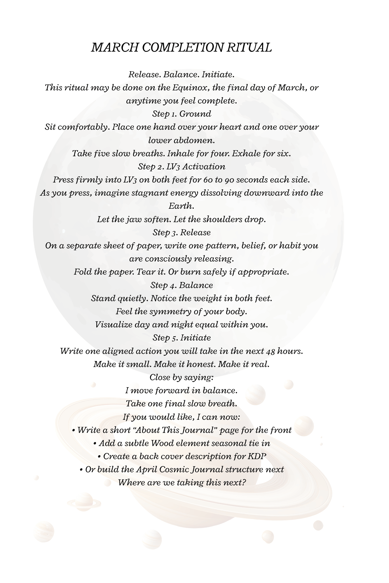 March 2026 Astrology & Cosmic Events Journal – Equinox Energy, Moon Phases + Healing Acupressure Rituals