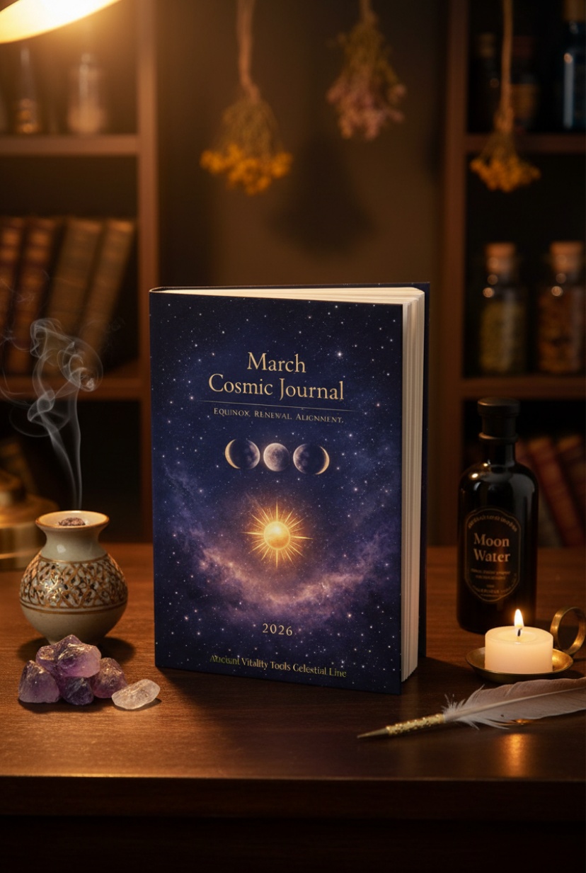March 2026 Astrology & Cosmic Events Journal – Equinox Energy, Moon Phases + Healing Acupressure Rituals