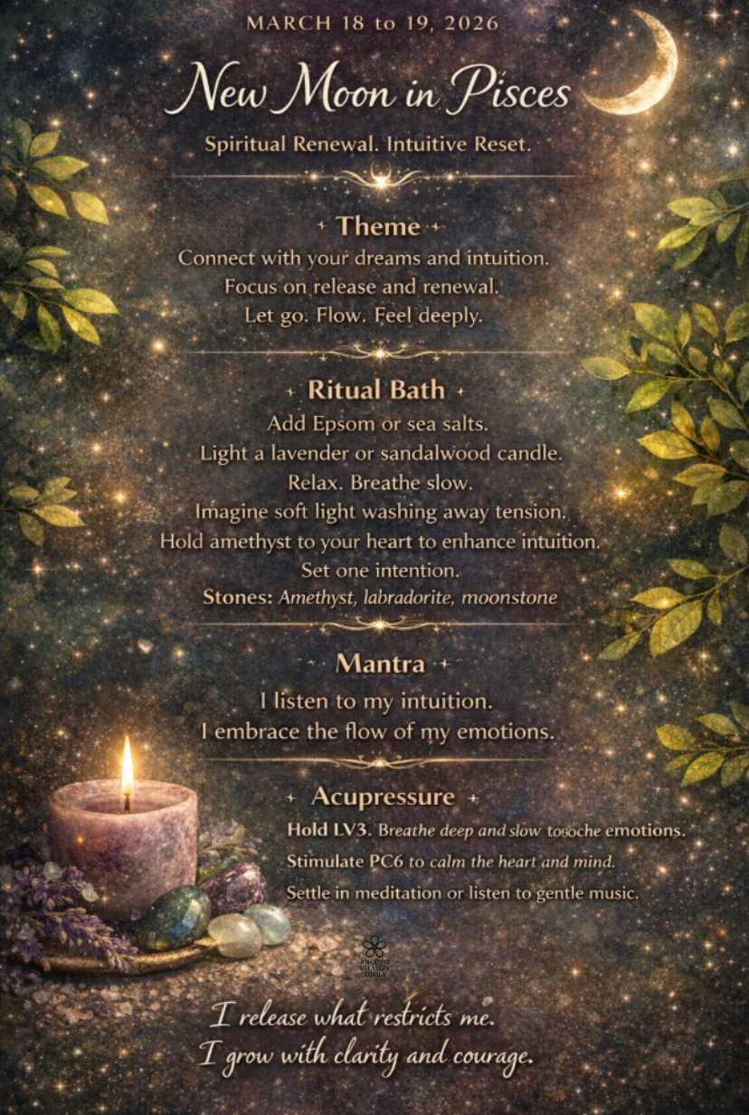 March 2026 Cosmic Ritual Pack – Spring Equinox Ceremony, Lunar Phases Guide & Energy Healing Acupressure Rituals